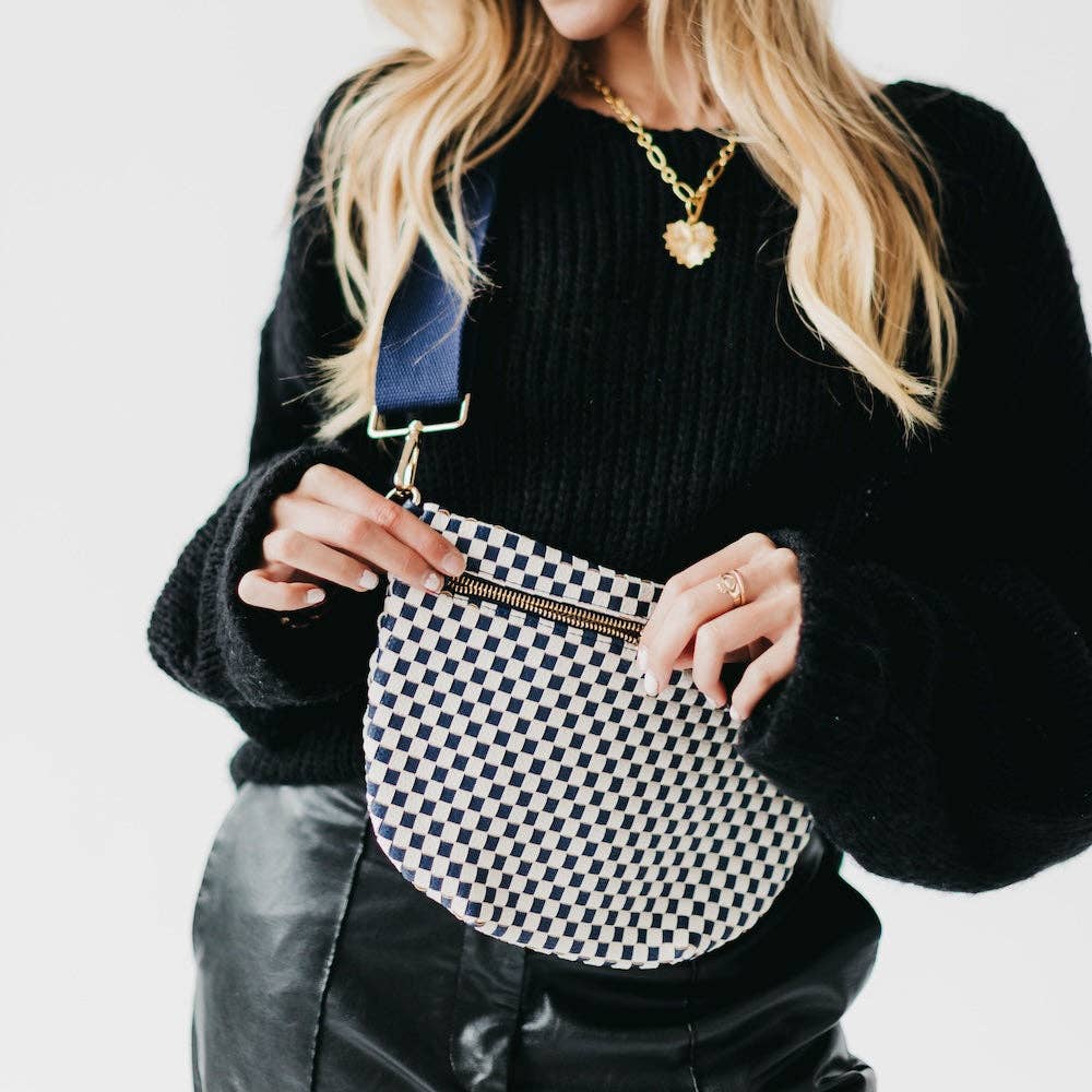Westlyn Woven Bum Bag - Checkered Navy