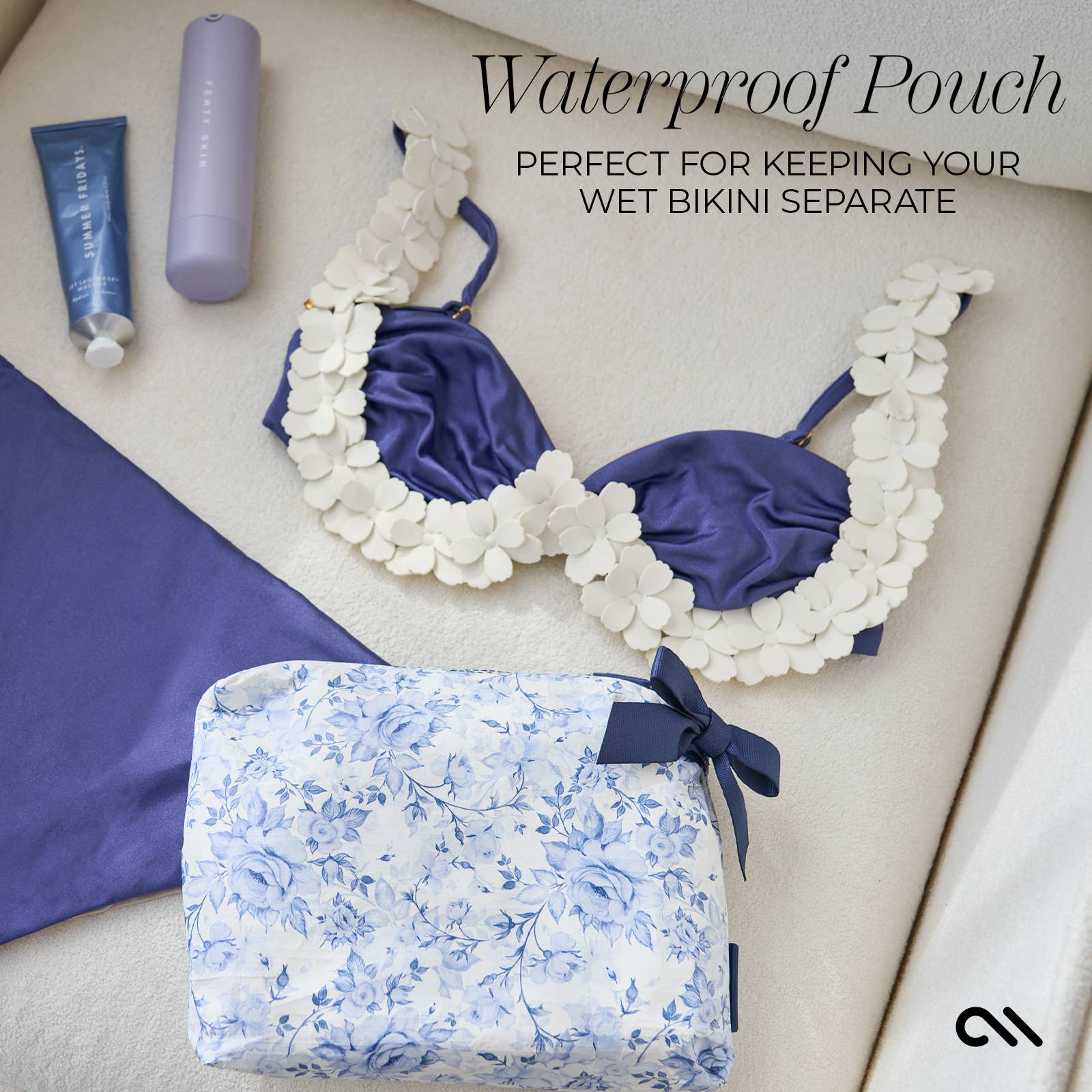 Case-Mate Something Navy Bow Crinkle Makeup Bag