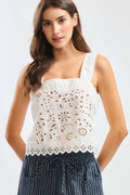 Camellia Eyelet Lace Sleeveless Blouse | Feminine Cotton Summer Tank Top