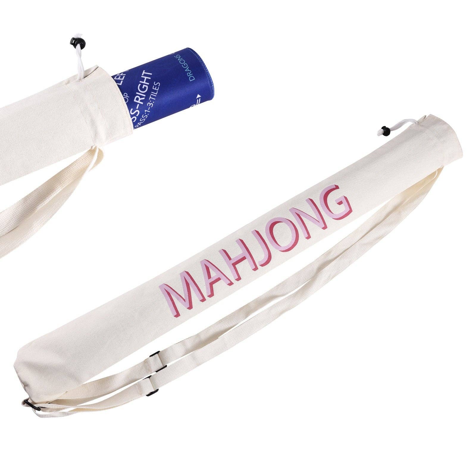 Mahjong Travel Bag | White Canvas Storage Tote