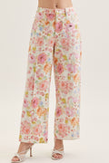 Entro | Botanical Print Wide Leg Pants with Patch Pockets