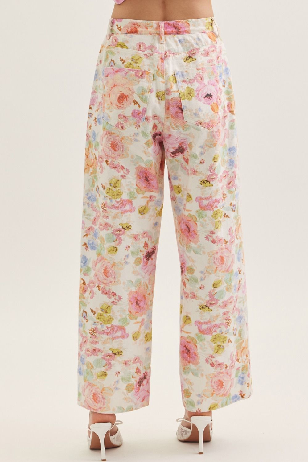 Entro | Botanical Print Wide Leg Pants with Patch Pockets