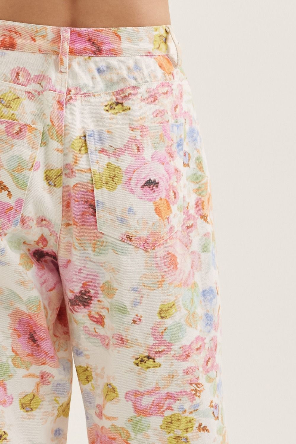 Entro | Botanical Print Wide Leg Pants with Patch Pockets