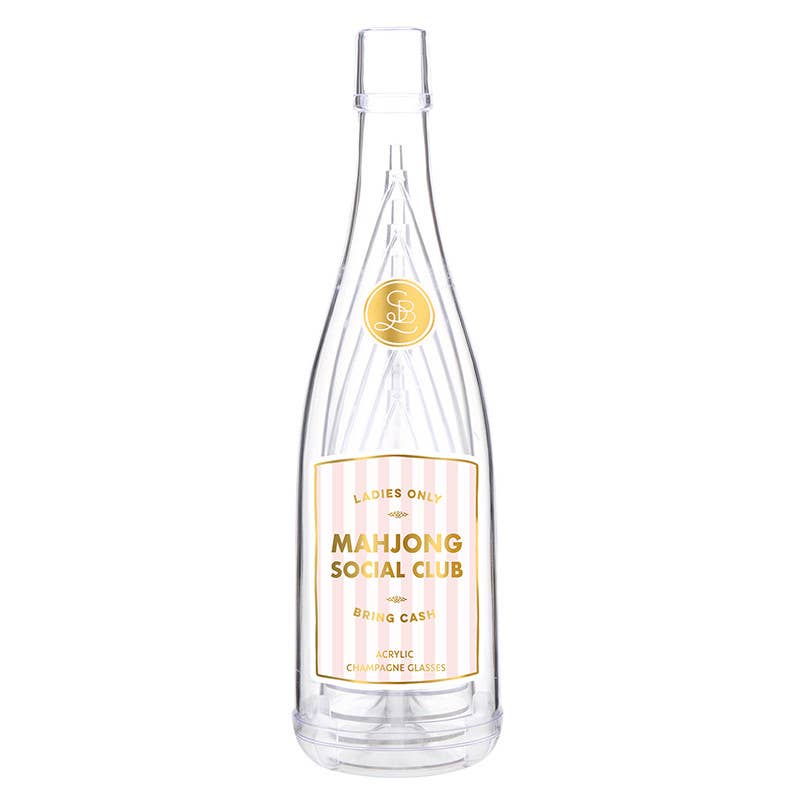 Mahjong Social Club Acrylic Champagne Bottle & Glasses Set