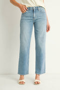JBD Mid Rise Stretch Straight Leg Jeans in Light Denim