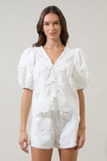 Sugarlips Friona White Puff Sleeve Set Top