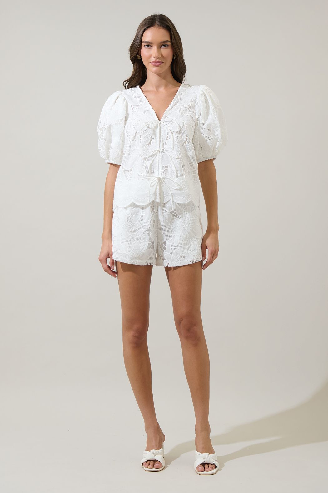 Sugarlips Friona Eyelet Drawstring Set Shorts