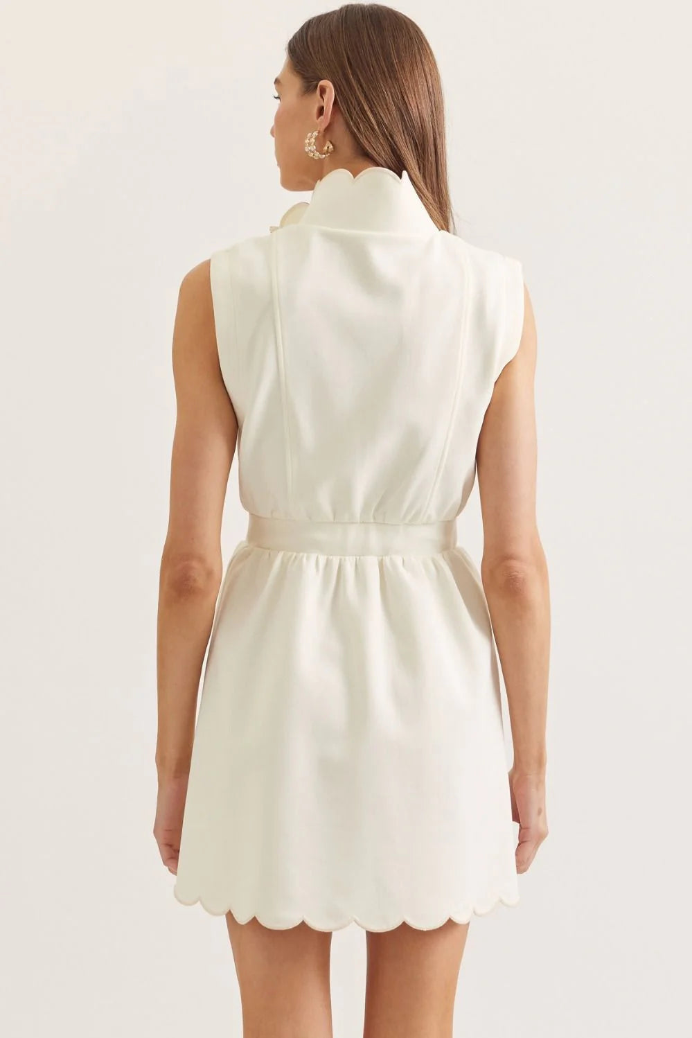 Entro | Women’s Solid Sleeveless Mini Dress with Scallop Collar